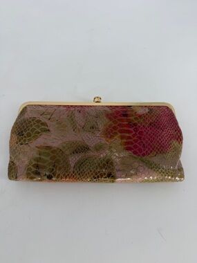 Hobo International Patent Leather Double Clutch Multicolor Floral Wallet